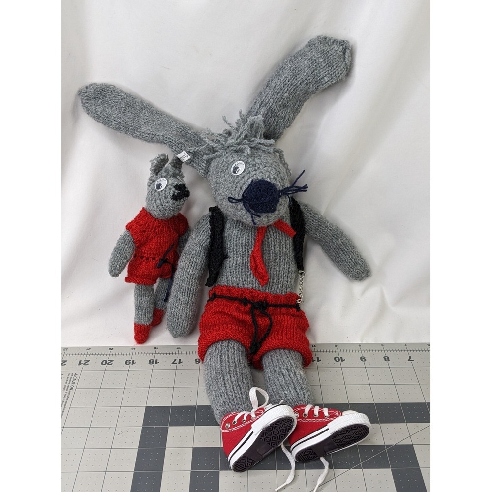 Riegel Gray Rabbit Knit Plush 9‎ 16 Inch Stuffed Animal Toy READ